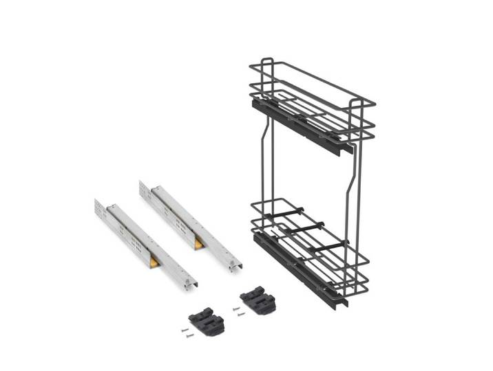 Emuca porte-bouteilles latéral extractible TitaneMax avec fermeture amortie module 150mm acier gris anthracite