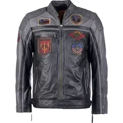 Top Gun Racing, Lederjacke - Schwarz/Dunkelgrau - M