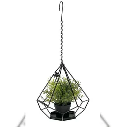 DanDiBo Blumenampel innen Metall Wand Hängepflanzen 64 cm 96075 S mit Tür 6 Ecken Pflanzenhänger Blumenhänger Topfhänger Blumen Blumentopfhänger