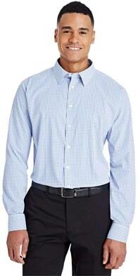 Devon & Jones DG540 Men's CrownLux Performance Micro Windowpane Woven Dress Shirt in French Blue/White size 2XL   Nylon/Spandex Blend