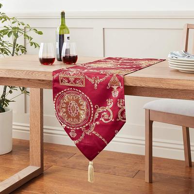 Violet Linen Prestige Emblem Damask Table Runner