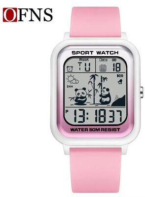 Inspired Finds OFNS Rectangular Digital Sports Watch With LED Display And Timing Code pink