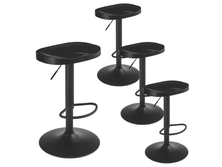 WOLTU Barhocker 4er Set, Hocker höhenverstellbar, Massivholz, Schwarz Barstuhl mit Sattelsitz Fußstütze, Drehhocker 360°, Industriestil, Küchenhocker Arbeitshocker, für Küche Bar