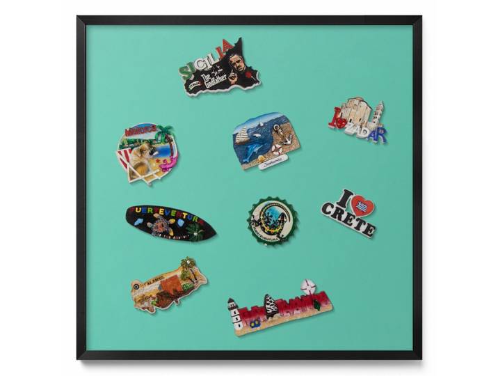 MAGNETTAFEL 50x50 cm schwarzer Rahmen – Olivfarben