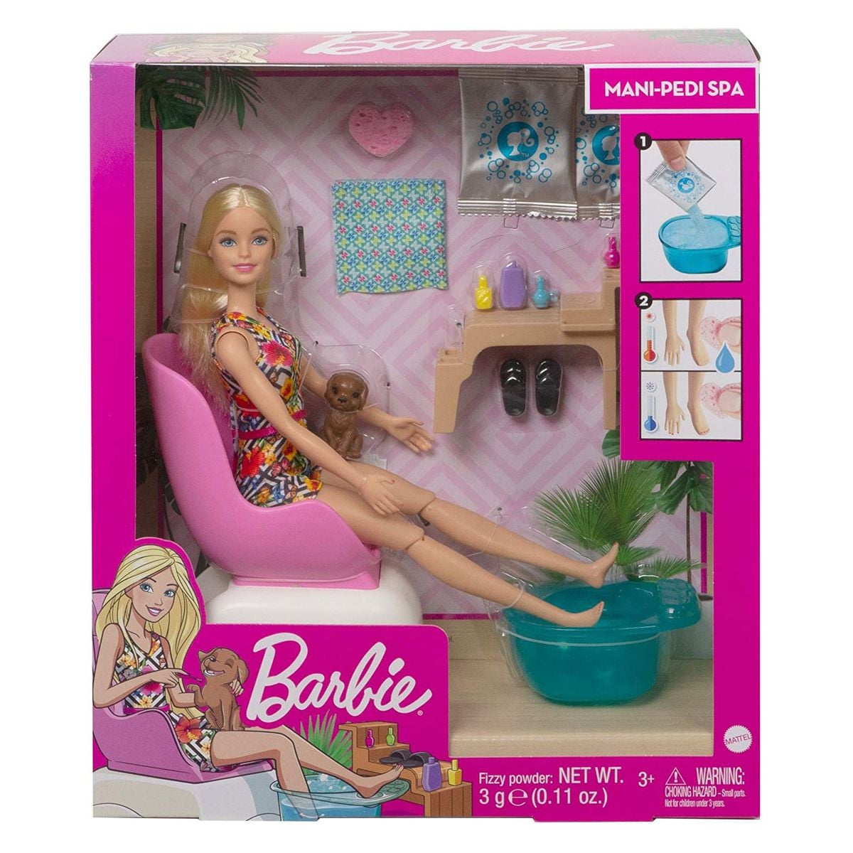Mattel Barbie Mani-Pedi speelset met blonde aankleedpop en nagelsalon accessoires