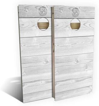 Skip's Garage White Pallet Outdoor Cornhole Board Set