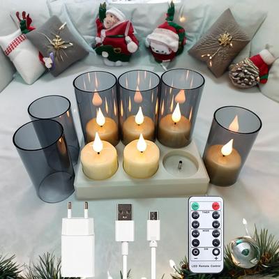 Uplift Treasures FPOO Rechargeable Flameless LED Tea Light Candles With Remote c