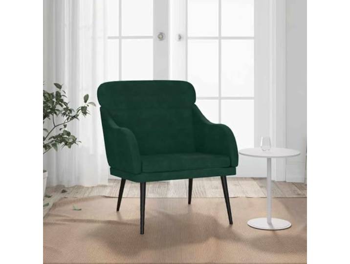 HEFZGDB Dunkelgrüner Samt Sessel 63x76x80 cm mit Metallgestell - Bequemer Relaxsessel mit gepolsterter Rückenlehne und Armlehnen für Entspannung und Komfort