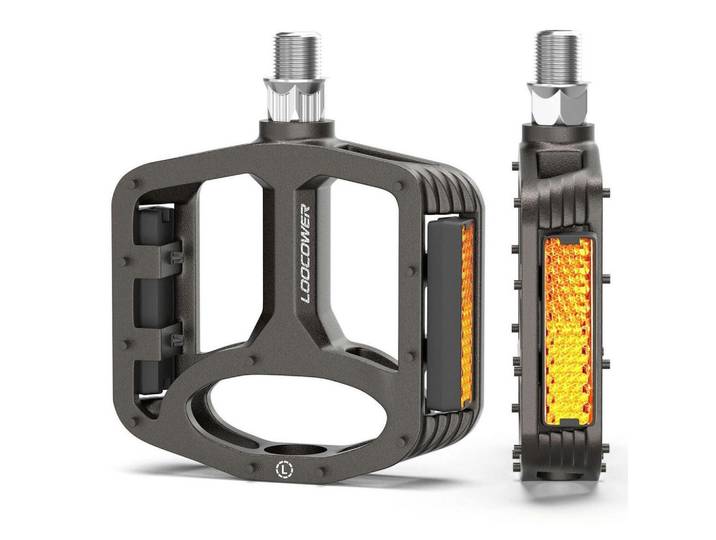 Fahrradpedale Aluminium Plattform Schwarz mit Reflektoren, Metall, 10x1.5x12 cm, Freizeit & Co, Sport & Fitness, Fahrräder, Fahrradzubehör