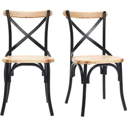 Stühle Industrie-Stil schwarzes Metall und Holz (2er-Set) JAKE