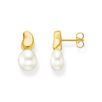 Paar Ohrstecker THOMAS SABO "Natural Beauty Ohrstecker kleine, Bold Elegance", gold (gelbgoldfarben, weiß), Ohrringe, Damen, Perlen Silber 925 (recycelt), Perlen, Silber 925 (recycelt), mit Süßwasserzuchtperle