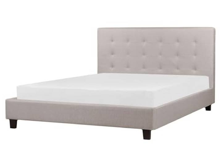 Beliani Bett mit Lattenrost Stoff Hellgrau 160x200 Modernes Polsterbett Grau, Glamourös, Belastbarkeit 280 kg, 160 x 200 cm, 100% Polyester