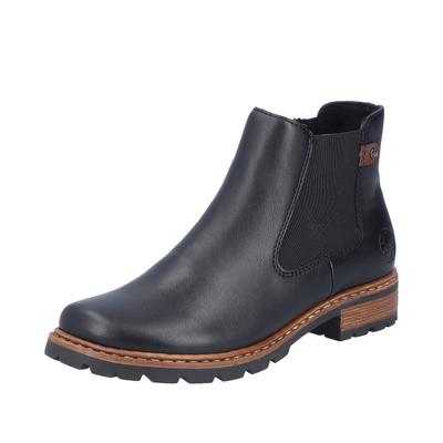 Chelseaboots RIEKER, Damen, Gr. 40, wärmend, schwarz, Lederimitat, Schuhe Chelseaboots, Stiefelette, Schlupfboots mit Stretch und Reißverschluss