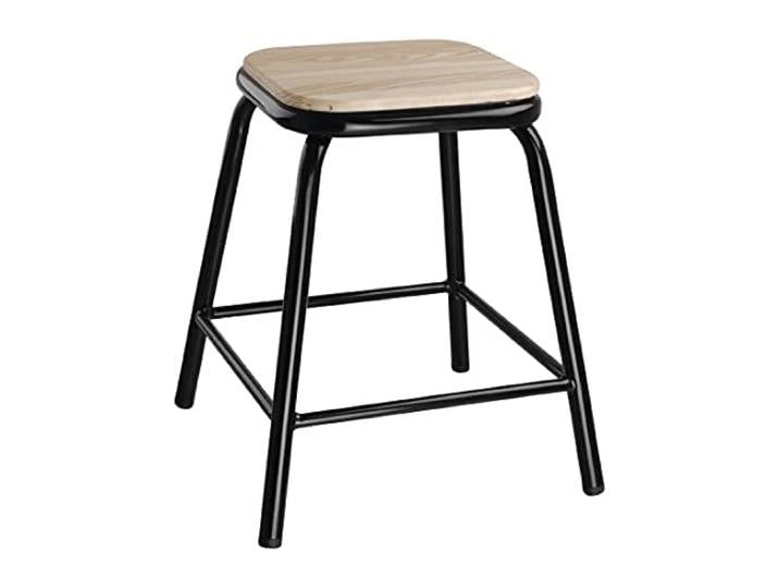 Bolero niedrige Hocker schwarz mit Holzsitz