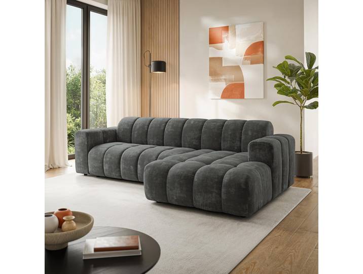 Masseno Ecksofa SETIA, Sofa L-Form, Moderne Eckcouch für Wohnzimmer - Grau, LUMO 75