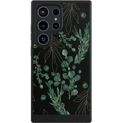 Nivocase Hülle für Samsung Galaxy S24 Ultra Handyhülle NIVOcore Case Schwarz Blätter Natur Eukalyptus (Samsung Galaxy S24 Ultra), Smartphone Hülle, Schwarz