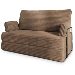 BETTSOFA LADIA aus Schaumstoff Kordstoff Beige Schlaffunktion