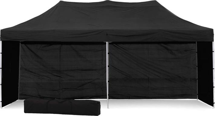Faltpavillon 3x6m ALU Standard volle Seitenwände - Schwarz