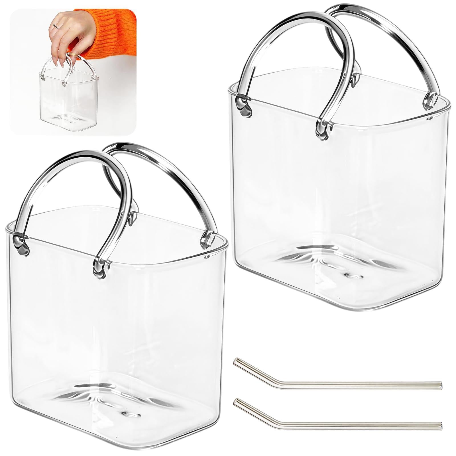 Dripio Set van 2 handgemaakte wijnglazen in de vorm van een handtas, 750 ml, helder glas