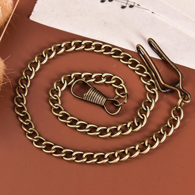 ModernMart Vintage Bronze Pocket Watch Chain Stainless Steel Clip Antique Watch Accessory Vintage Bronze Pocket Watch Chain Stainless Steel Clip Antique Watch Accessory
