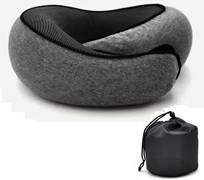 Perfect Picks Market Snail Style Travel Neck Pillow Soft Memory Foam U Shaped Neck Support Pillow For Travel & Noon Break black