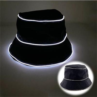 Led leuchtender Fischerhut für Männer und Frauen, einfarbig, flache Oberseite, Sonnenhut