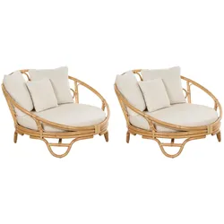 SONNENINSEL 2er-Set Rattan natürlich Auflagen beige ROSSANO