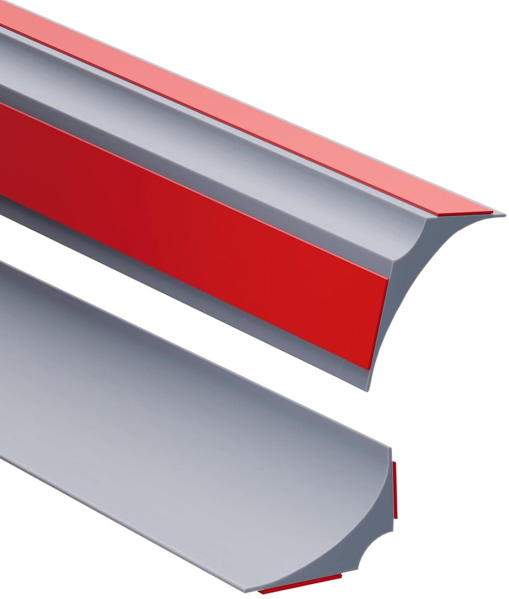 Zelfklevende siliconen douche drempel voor waterafscheiding, grijs, 15 x 12 mm