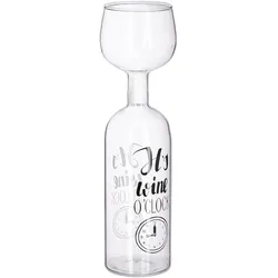 Relaxdays Weinflasche Glas, XL Weinglas mit Spruch, Fun Geschenk für Weinliebhaber, Weinflaschenglas 750 ml, transparent