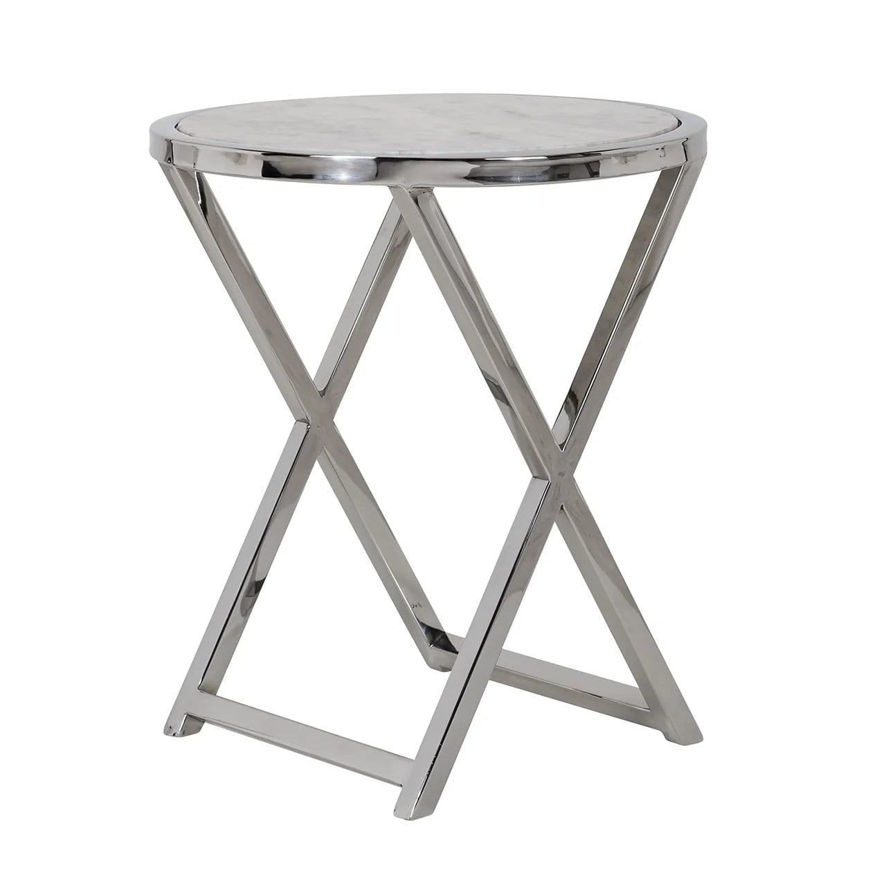 Richmond Interiors Bijzettafel Cameron met wit marmeren top en rond blad