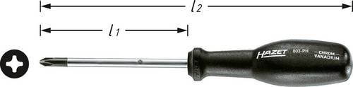 Hazet 803-PH4 Werkstatt Kreuzschlitz-Schraubendreher PH 4 Klingenlänge: 200mm DIN ISO 8764-2, DIN ISO 8764-2