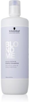 Schwarzkopf Professional Blondme Bond Repair Purple Shampoo champô violeta para cabelo loiro e grisalho 1000 ml. Blondme Bond Repair Purple Shampoo