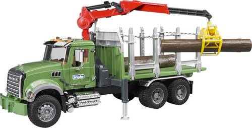 bruder Mack Holztransport LKW mit Ladekran Fertigmodell Landwirtschafts Modell