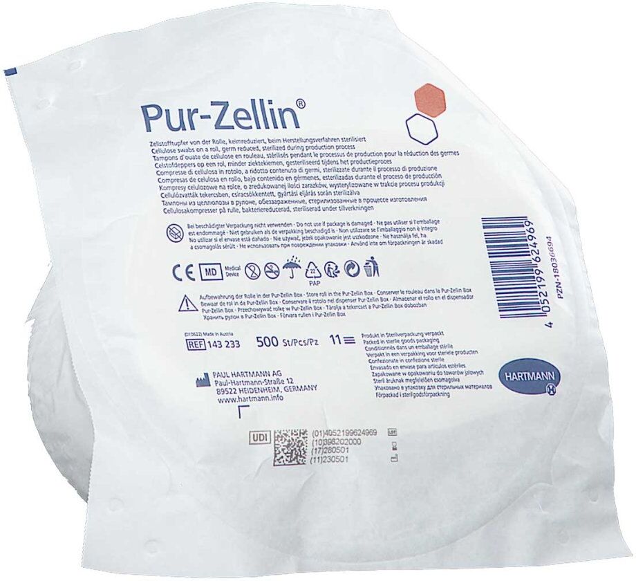 Pur-zellin 4x5 Cm Keimreduziert Rolle 500stk