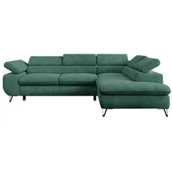 ECKSOFA PETER L Grün Struktur - Rechts Seite