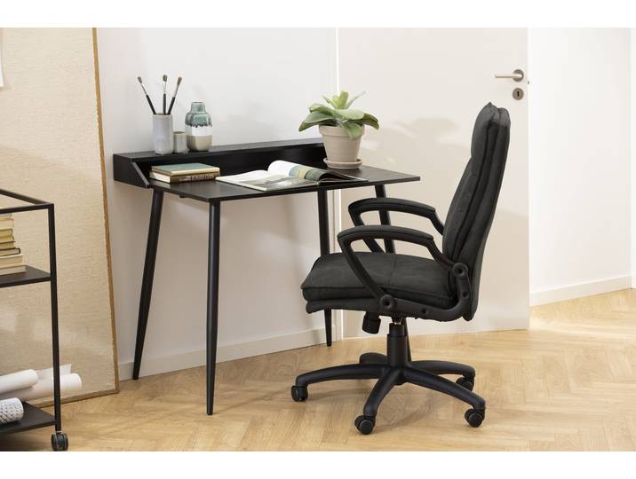Bürostuhl Cronk 67 x 115 x 70cm Microfaser Priya: Anthrazit Grau/Braun