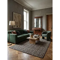 Teppich geometrisch Natur-Schwarz 200 x 290 cm - CROFT   Kadima Design