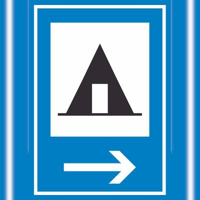 HB-Druck Zeltplatz rechts Schild A3 Rückseite selbstklebend