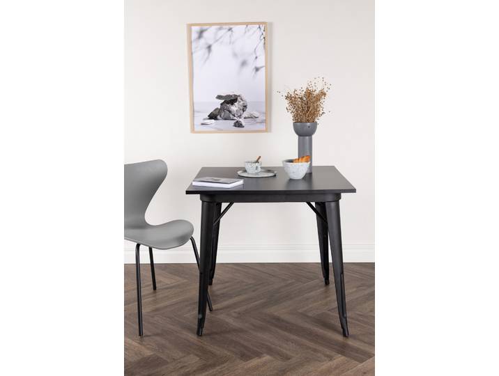 Esstisch VENTURE HOME Tempe, rechteckiger Esstisch in eleganter Walnussoptik, 140 × 80 cm , schwarz (schwarz, schwarz, schwarz), B:80cm H:75cm T:80cm, Tische, Esstisch, Esszimmertisch, MDF, Stahlbeine, rechteckig, kompakt, kultiviert