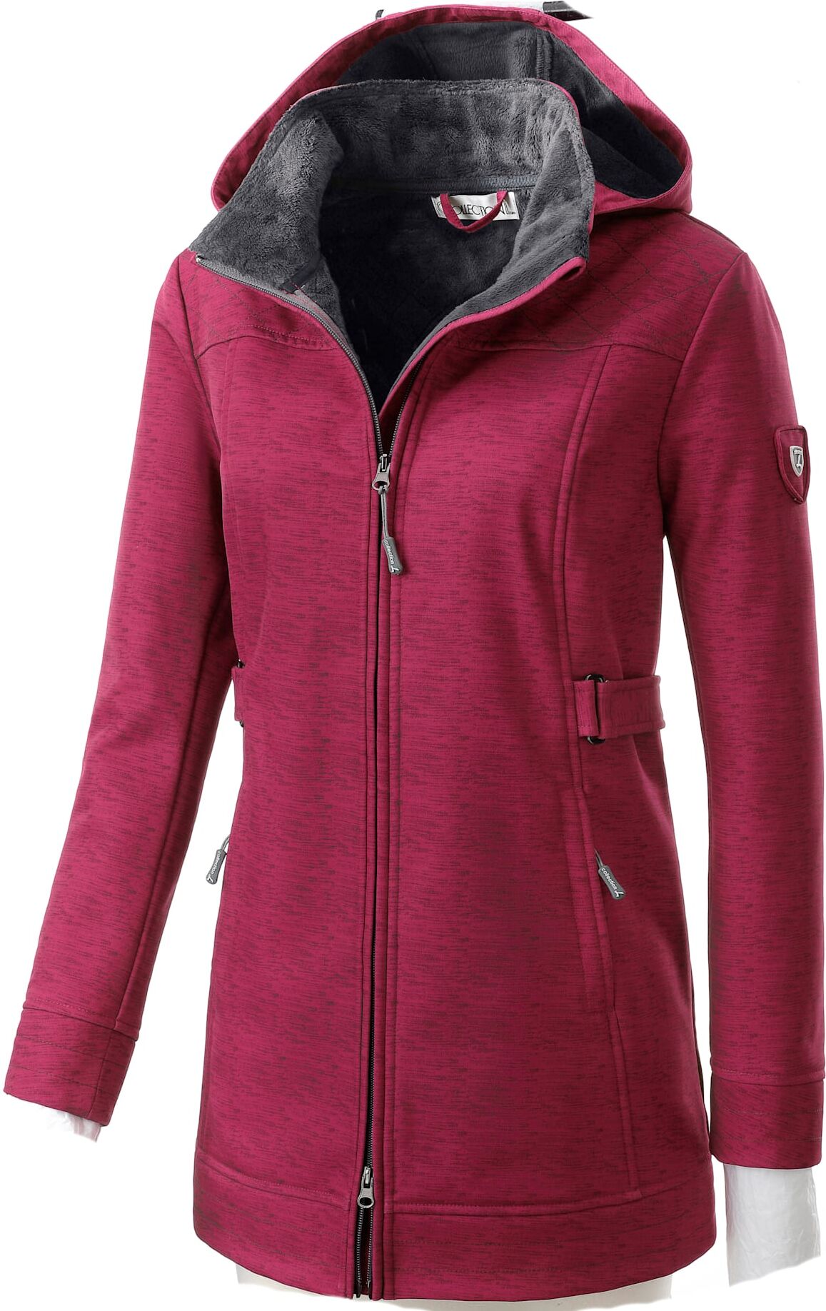 Softshelljacke CASUAL LOOKS, Damen, Gr. 36, pink (himbeer, meliert), 94% Polyester, 6% Elasthan, unifarben, figurumspielend, Jacken Softshelljacke himbeer, meliert 36