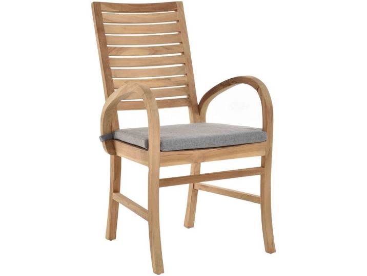 Krines Home Esszimmersessel Teakstuhl Holz Teak Stuhl Esszimmerstuhl mit Polster Sessel Massiv