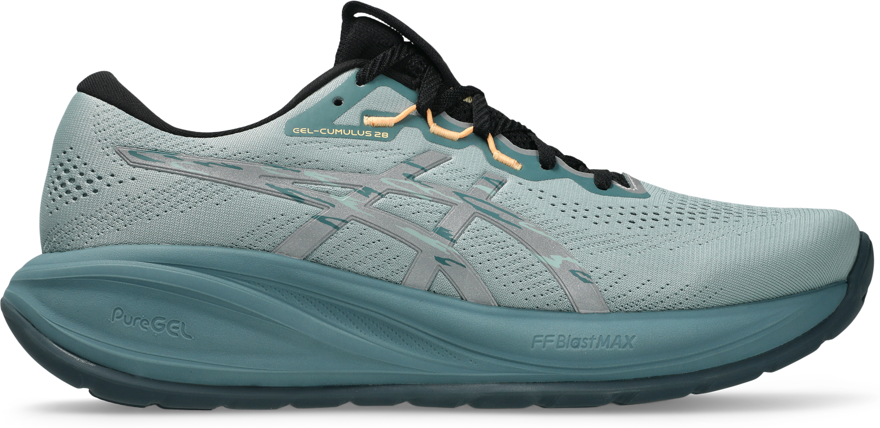 Laufschuh ASICS "GEL-CUMULUS 28 LITE-SHOW", Herren, Gr. 47, lite, show, orange glow, Synthetik, Schuhe Laufschuh, mit reflektierenden Details lite, show, orange glow 47