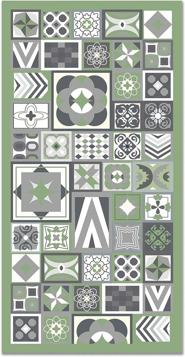 Modern Groen Vinyl Tapijt voor Keuken, Woonkamer of Badkamer - 40 x 80 cm