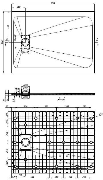 Neuesbad schneidbare SMC Duschwanne 120x90x2,6cm NBST12090G