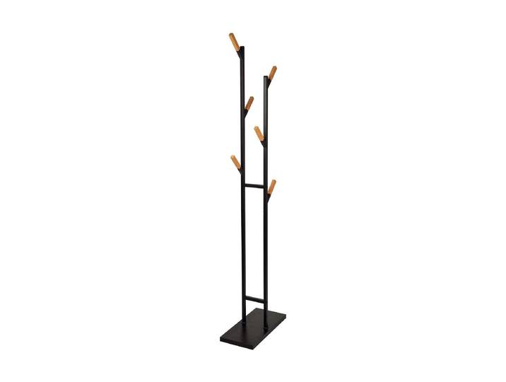 Garderobenständer MAUL Rima , schwarz (nature, schwarz), B:48cm H:183cm T:23cm, Holzwerkstoff, Metall, Garderobenständer, Garderobenständer