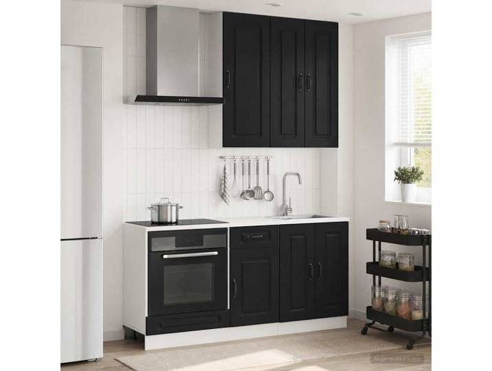 vidaXL Hängeschrank vidaXL Kücheneinheit KALMAR 5 stk. Schwarz Holzwerkstoff