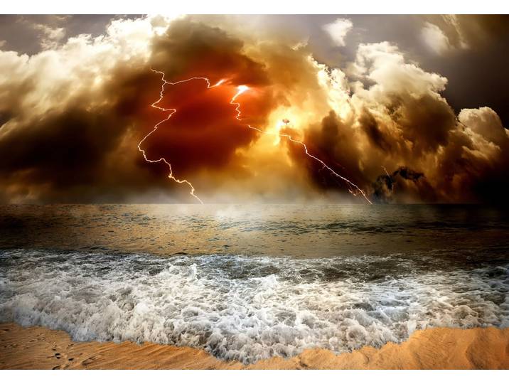Fototapete PAPERMOON Strand mit Gewitter , bunt, B:2m L:1,49m, Vlies, Tapeten, Fototapete