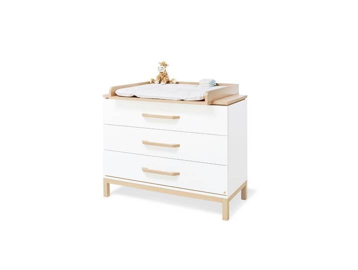 Pinolino Wickelkommode Pinolino Light, Weiß, Ahorn, Holz, Kiefer, massiv, 3 Schublade(n) Schubladen, 115x98x56-78 cm, Babymöbel, Wickelkommoden & Zubehör, Wickelkommoden