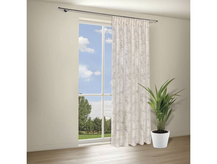 Gardine GERSTER Edna Gr. 1, beige, B:135cm H:245cm, Ausbrenner, Polyester, Gardinen, Gardine, floral