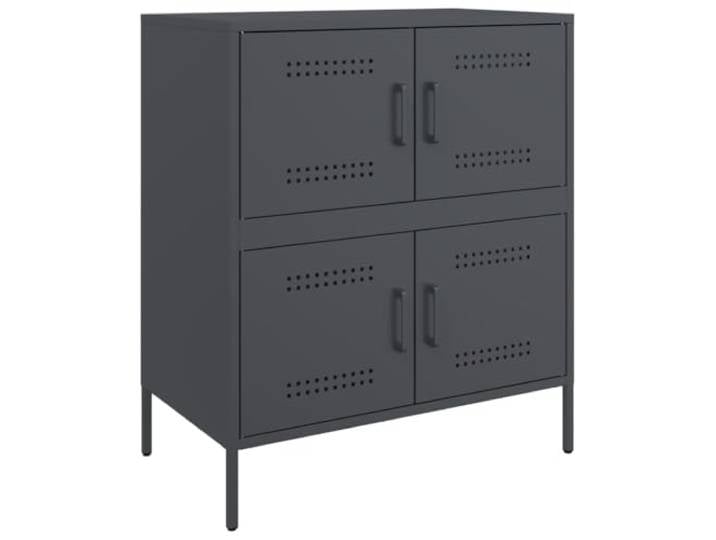 LASWWQMRF Sideboard Anthrazit 68x39x79 cm Stahl Anrichte Kommode Industriedesign Metallschrank mit 4 Fächern für Wohnzimmer und Schlafzimmer. Pflegestarke und robuste Aufbewahrung.